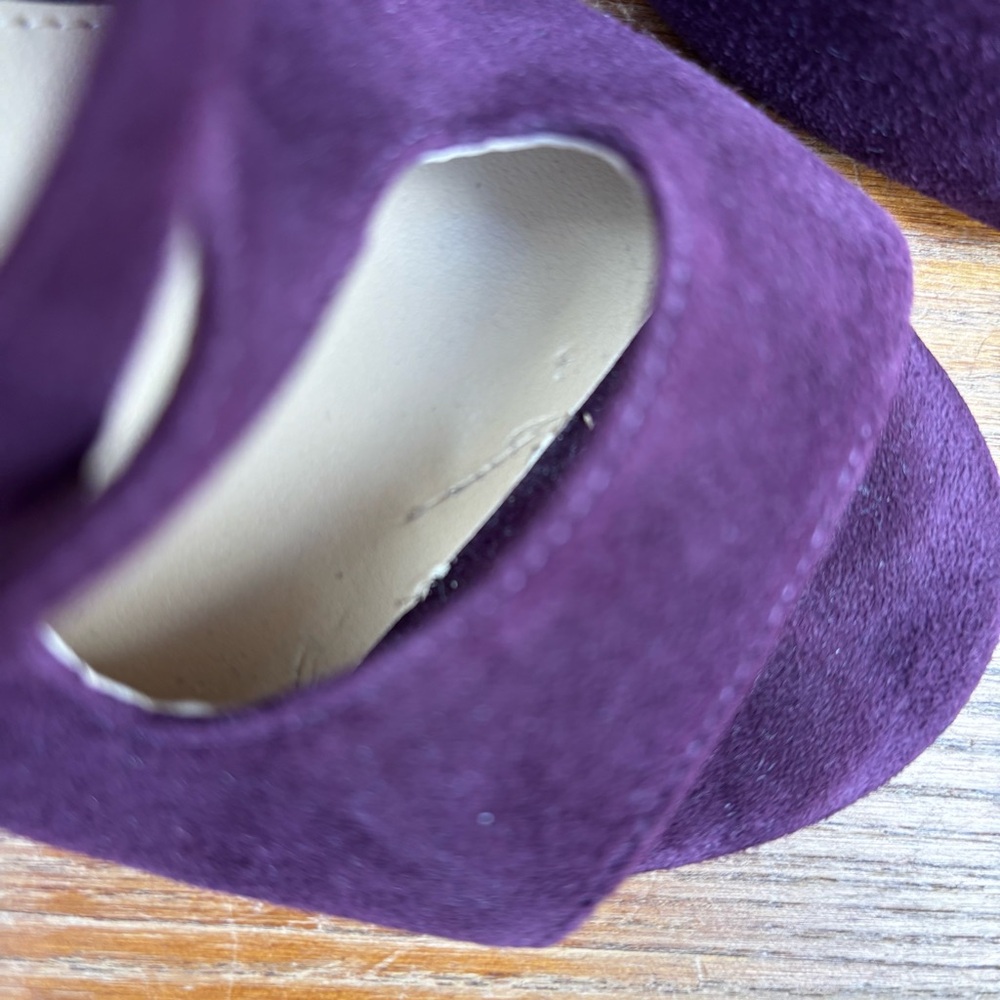 Michael Michael Kors Women’s 8.5 Chantelle Heel Stiletto Purple Velour Sandals - Picture 3 of 12